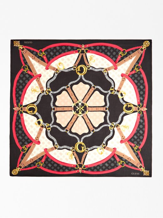 4g Peony Logo Kefiah Black Multi Guess Shopping