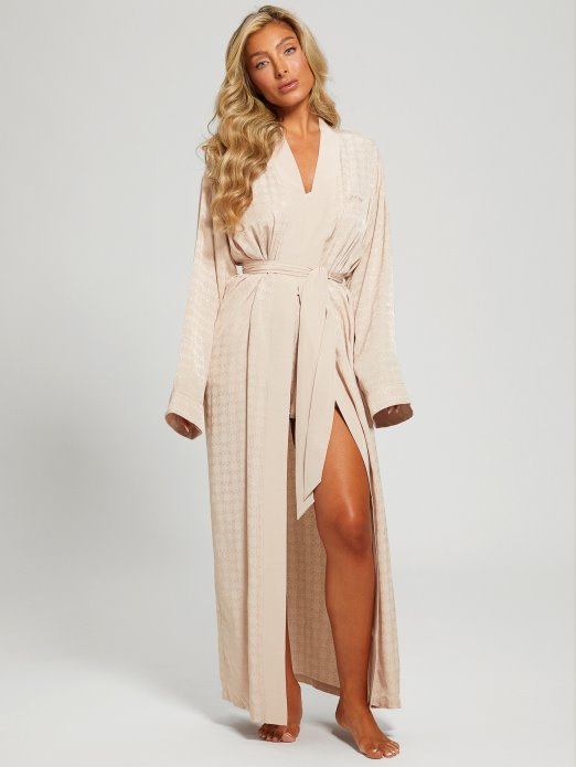 4g Sjajni Jacquard Zlatni Ogrtač Za Spavaćicu Od Satena Doris