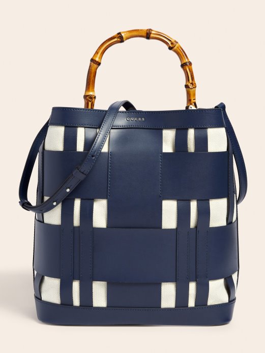 Aida Tkana Torba Skitnica Od Prave Kože Tamnoplava Guess Shopping