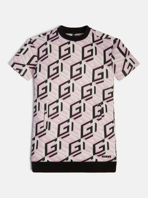 All Over G Cube Logo Scuba Dress Guess Shopping Multi Pink