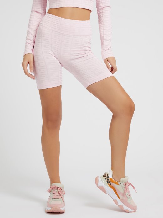 All Over Jacquard Logo Biker Pink Guess Shopping