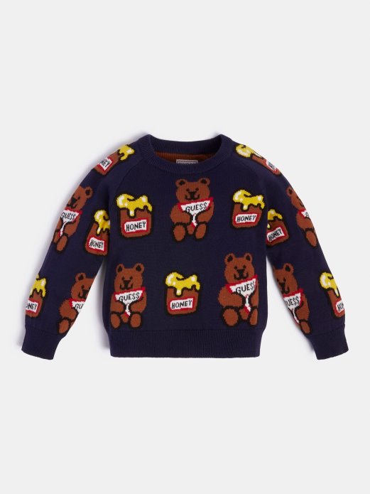 All Over Logo Jacquard Pulover Guess Shopping Plavi Multi