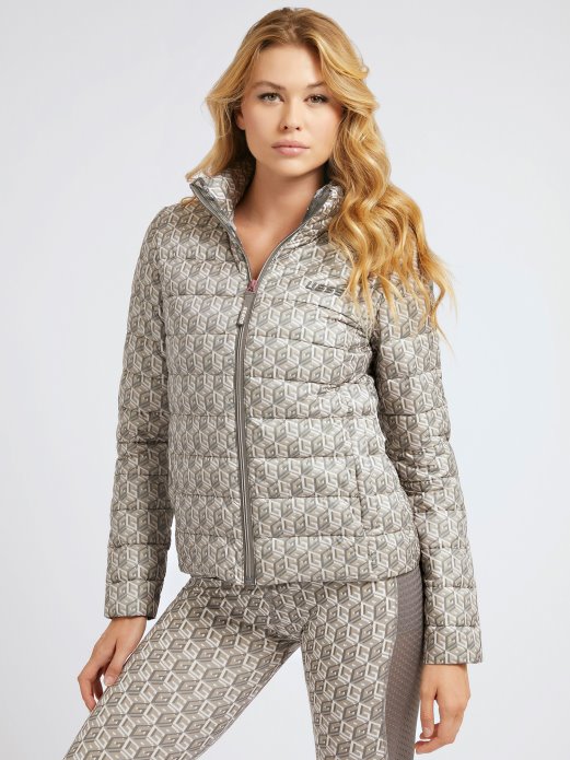 All Over Logo Puffer Grey Guess Shopping