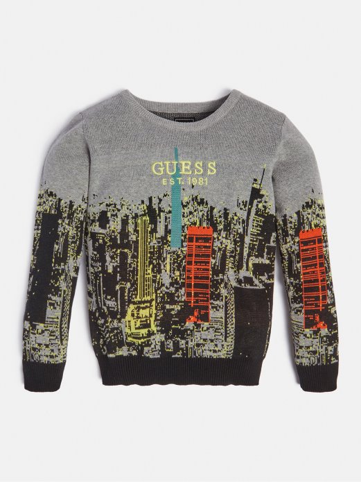 All Over Print Džemper Sivi Multi Guess Shopping