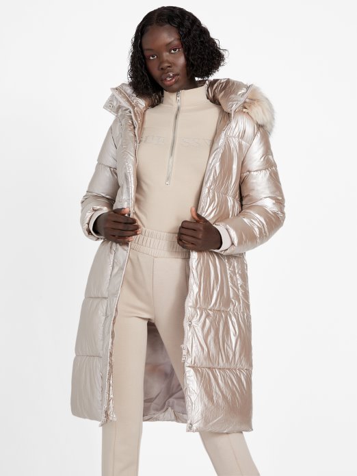 Angela Duga Pufer Jakna Baršun Taupe Guess Shopping