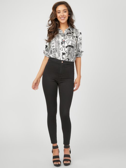 Arden Printed Top Guess Shopping Jet Black Multi