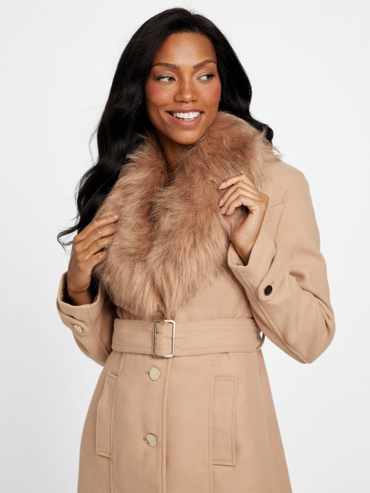 Aura Kaput Od Mješavine Vune Guess Shopping Mliječni Karamel