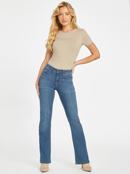 Baršun Taupe Jill Rhinestone Logo Tee Guess Shopping