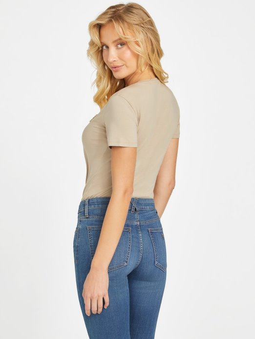 Baršun Taupe Jill Rhinestone Logo Tee Guess Shopping
