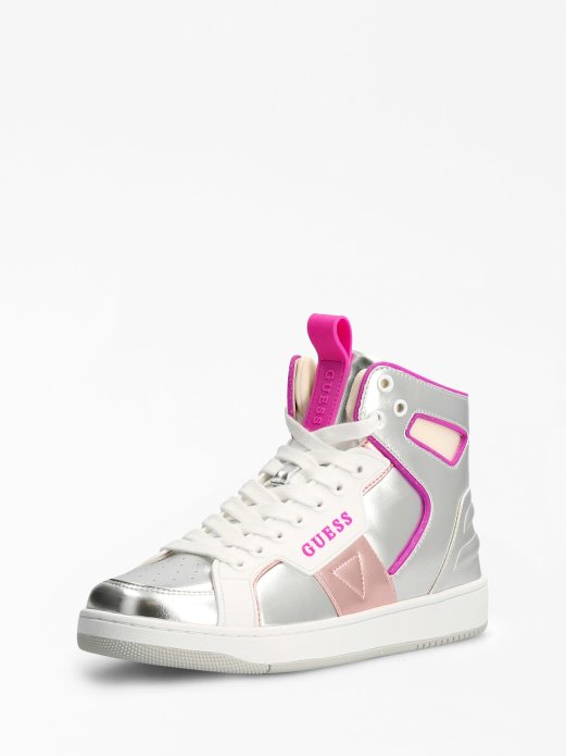 Basqet Tenisice Od Miješane Kože Guess Shopping Srebrne