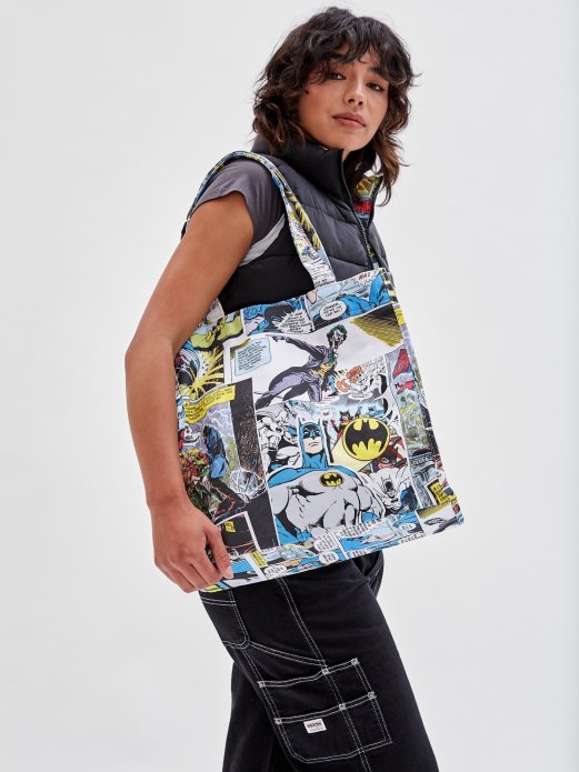 Batman Comic Print Shopper Bag Guess Shopping Bijela Multi