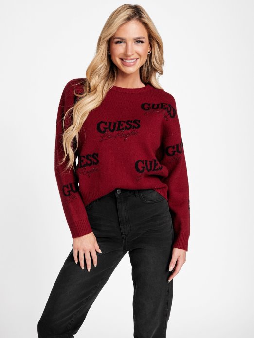 Beet Juice Red Guess Shopping Cate Logo Džemper