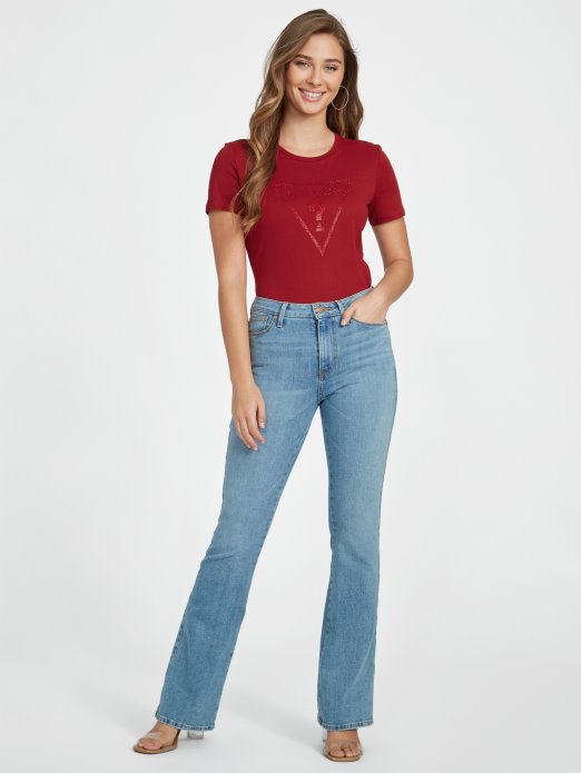 Beet Juice Red Guess Shopping Zillah Majica S Logotipom Od štrasa