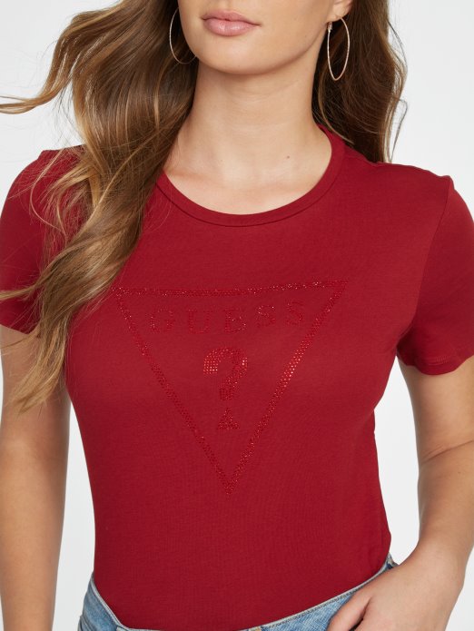 Beet Juice Red Guess Shopping Zillah Majica S Logotipom Od štrasa