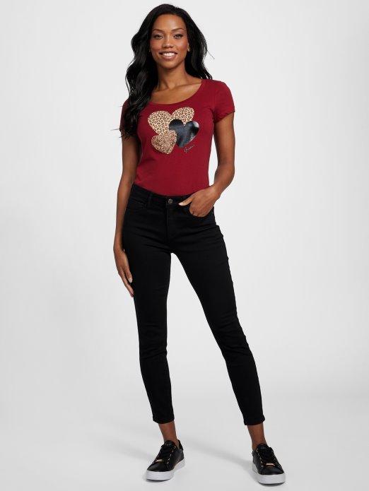 Beet Juice Red Lennan Heart Tee Guess Shopping