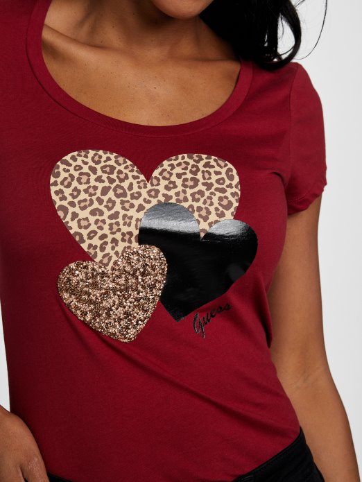 Beet Juice Red Lennan Heart Tee Guess Shopping