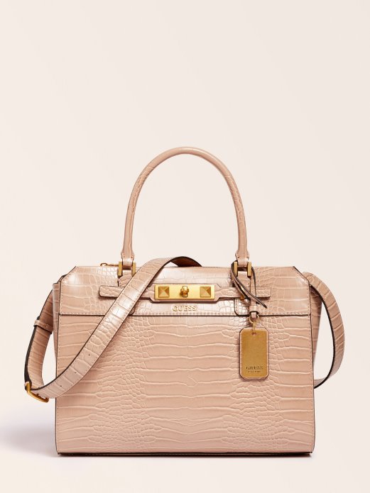 Bež Guess Shopping Raffie Torbica S Croc Printom