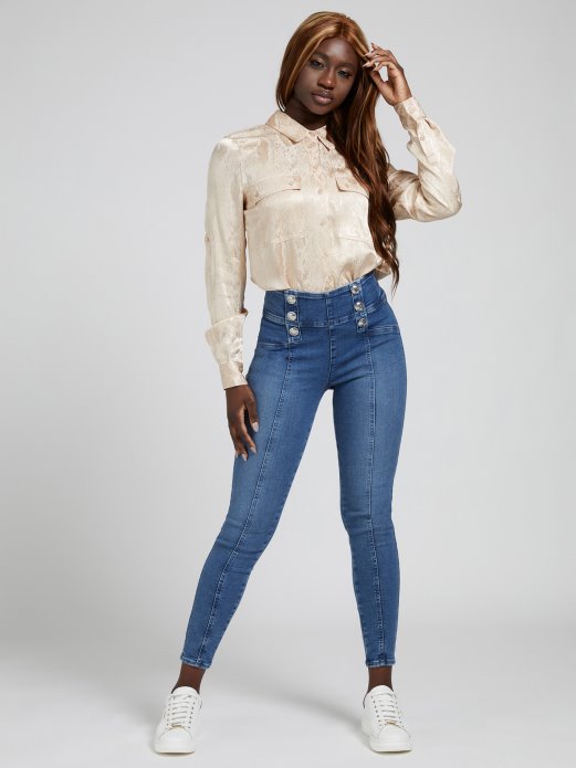 Bež Jacquard Satenska Košulja Guess Shopping