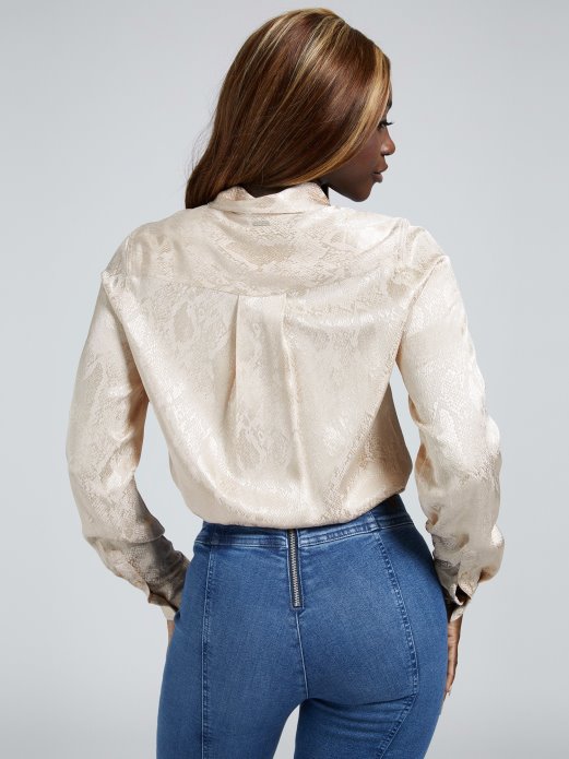 Bež Jacquard Satenska Košulja Guess Shopping