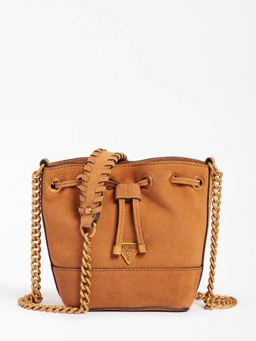 Bež Kaoma Suede Mini Bucket Bag Guess Shopping