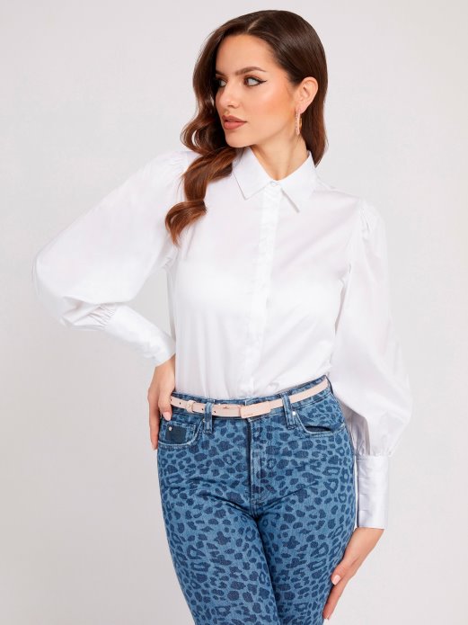 Bijela Guess Shopping Košulja Od Poplina Redovnog Kroja