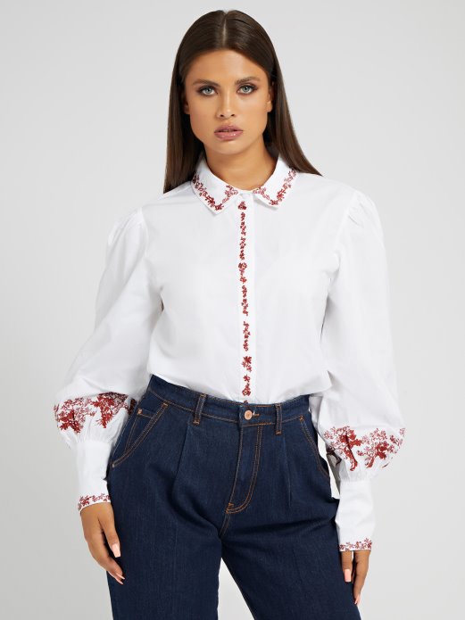 Bijela Košulja Guess Shopping S Izvezenim Detaljima
