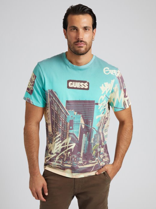 Bijela Multi Maxi Print Majica Guess Shopping