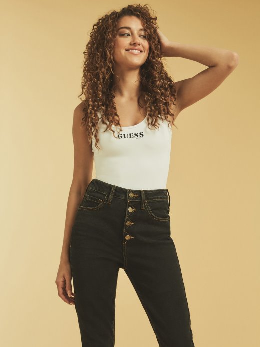 Bijeli Guess Kupovni Prednji Logotip Tijelo