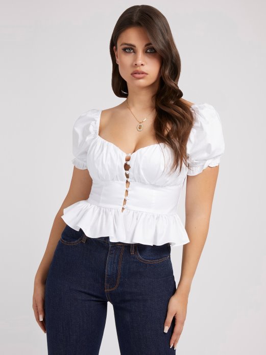 Bijeli Poplin Top Guess Shopping