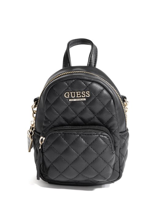 Black Guess Shopping Evan Prošiveni Mini Crossbody Ruksak