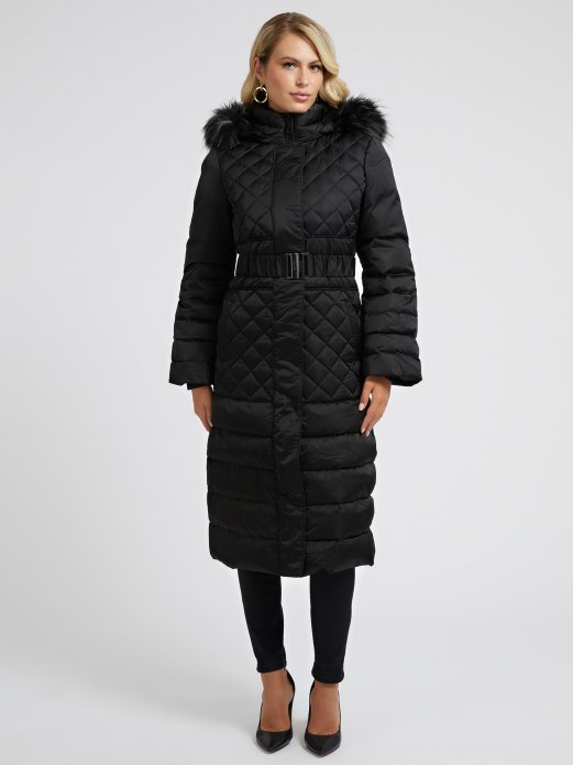 Black Guess Shopping Real Down Long Puffer