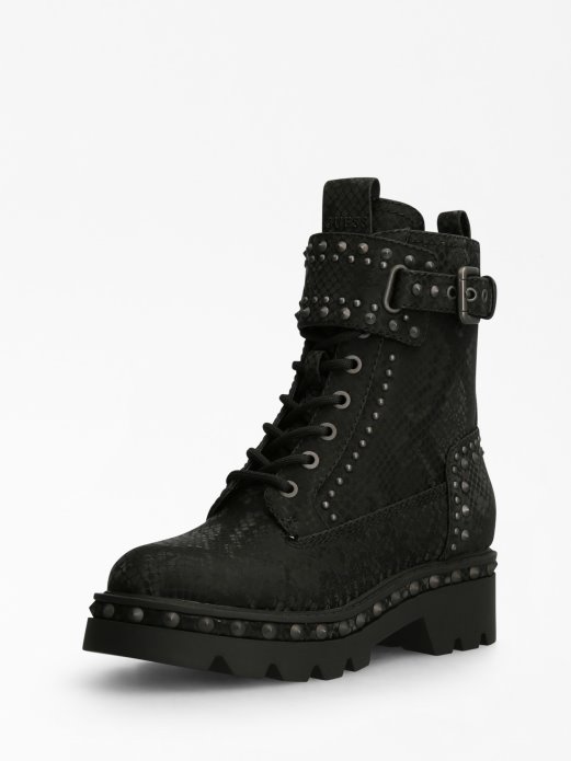 Black Guess Shopping Variel Python Print Borbena čizma