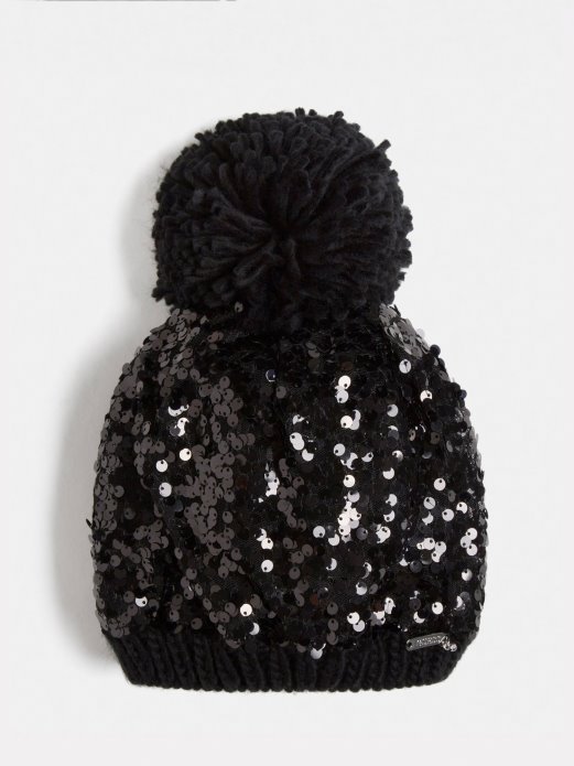 Black Sequins Hat Guess Shopping