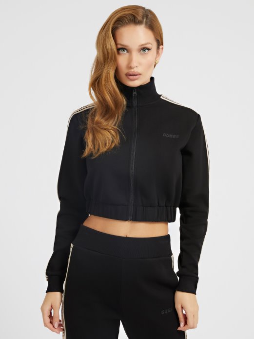 Black Side Logo Crop Sweatshirt Guess Shopping