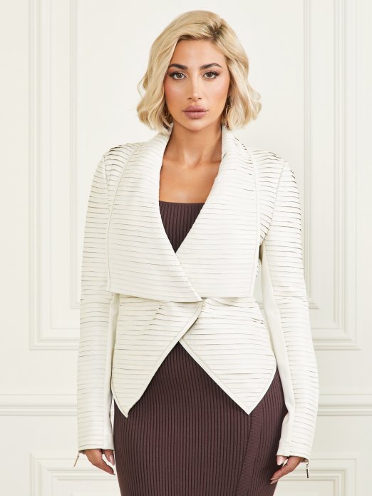 Blijedo Biserno Guess Shopping Shayna Drape Kožna Jakna