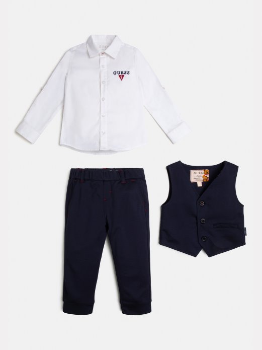 Blue Guess Kupovni Prednji Logo Prsluk Košulja Set Hlača