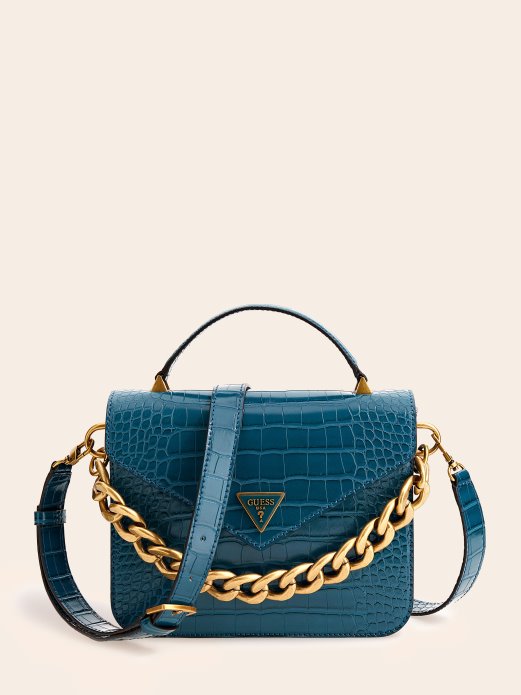 Blue Guess Shopping Retour Mini Ručna Torbica S Croc Printom