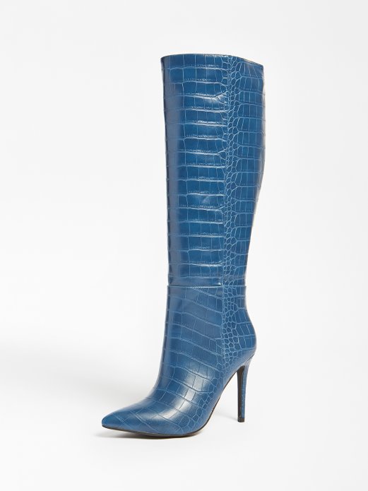 Blue Guess Shopping Ruke Croc Print High Boot