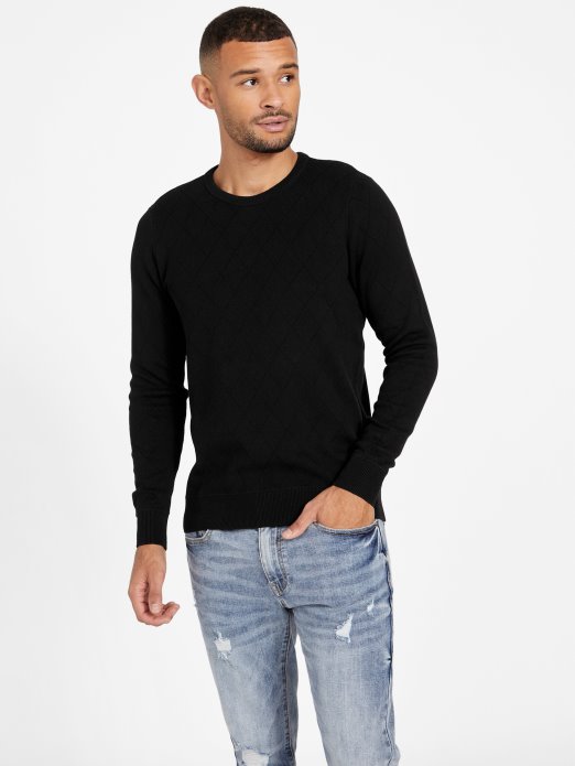 Boise Dijamantni Džemper Guess Shopping Jet Crni