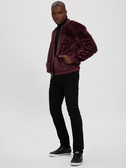 Bomber Jakna S Logotipom Umjetnog Krzna Guess Shopping Royal Plum