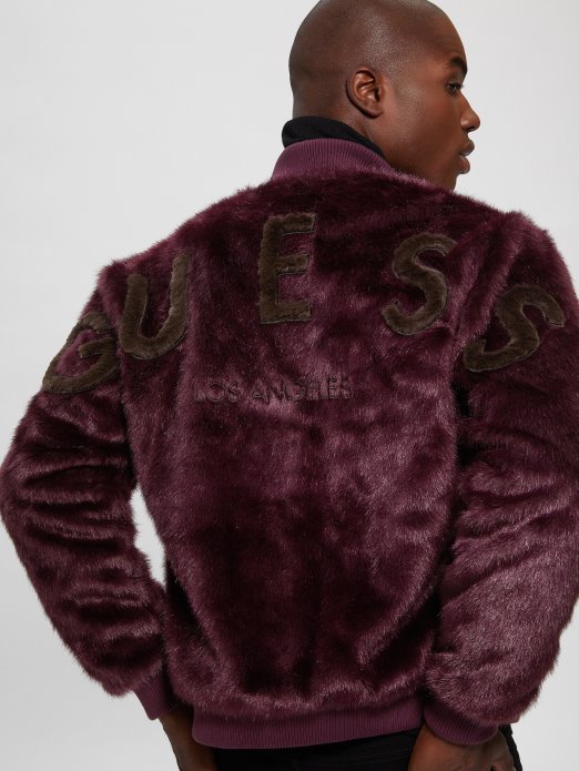 Bomber Jakna S Logotipom Umjetnog Krzna Guess Shopping Royal Plum