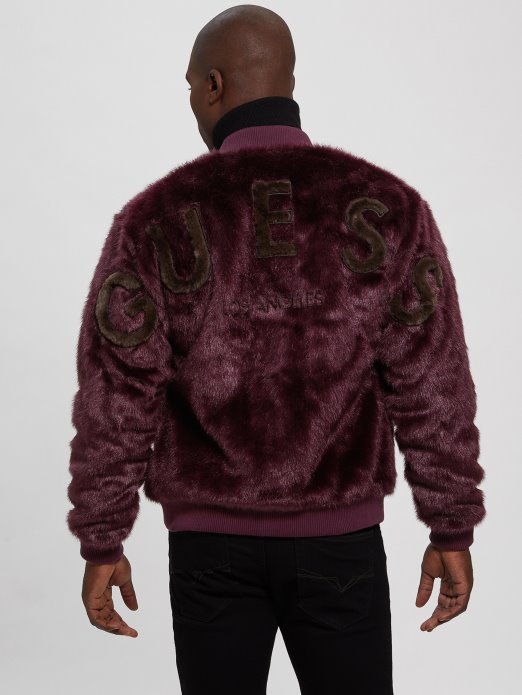 Bomber Jakna S Logotipom Umjetnog Krzna Guess Shopping Royal Plum