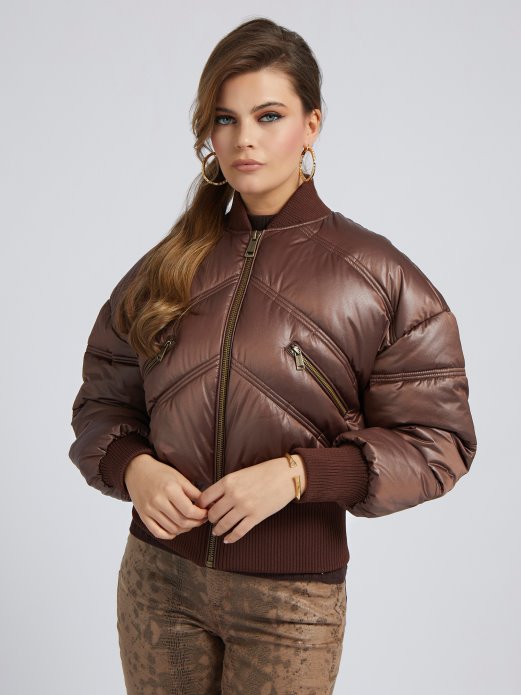 Bomber Od Umjetne Kože Guess Shopping Smeđa