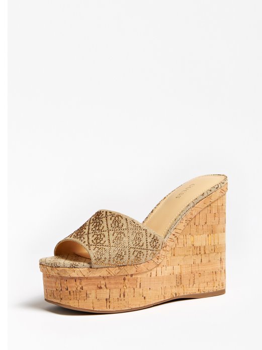 Catiae 4g Logo Wedge Mule Guess Shopping Bež