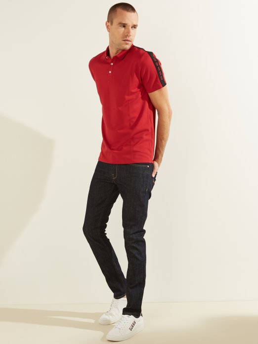 Chili Red Guess Shopping Pique Logo Traka Polo