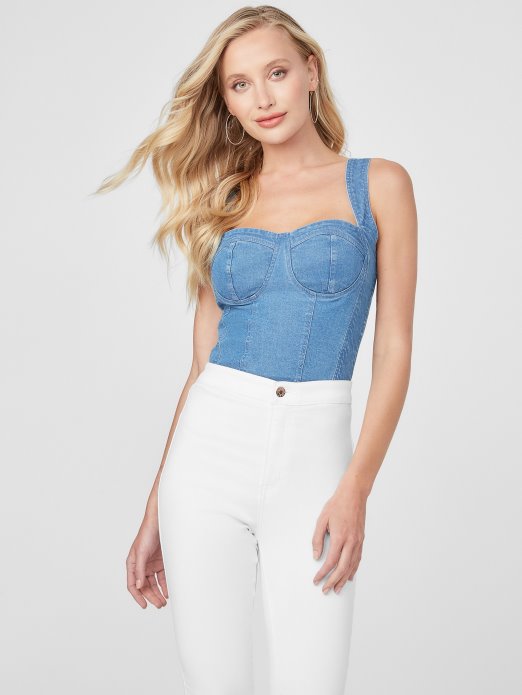 Claudia Denim Top Guess Shopping Tamno Pranje