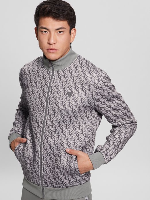 Colin Logo Jakna Na Patentni Zatvarač Macro G Cube Sivo-crna Guess Shopping