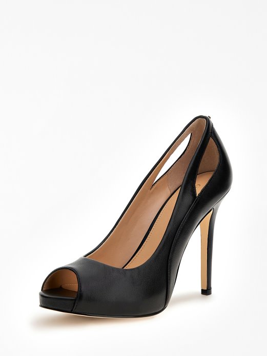 Crna Civina Dvorska Cipela S Otvorenim Prstima Od Prave Kože Guess Shopping