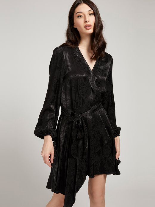 Crna Guess Haljina S Remenom Od Viskoze