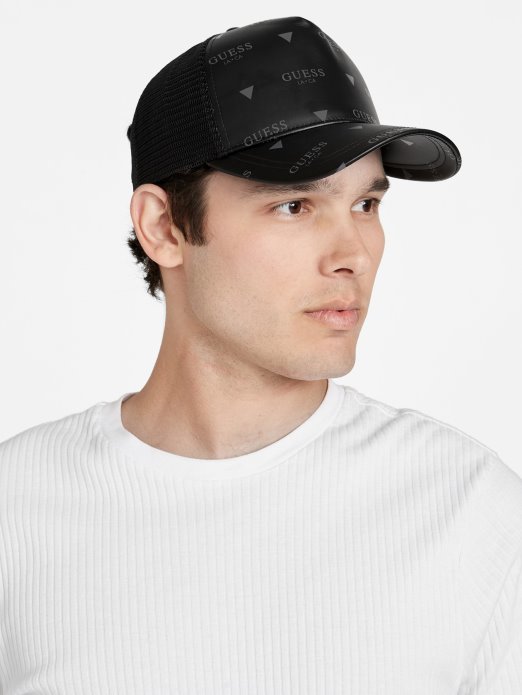 Crna Guess Kapa Za Kamiondžije S Printom Logotipa Od Umjetne Kože